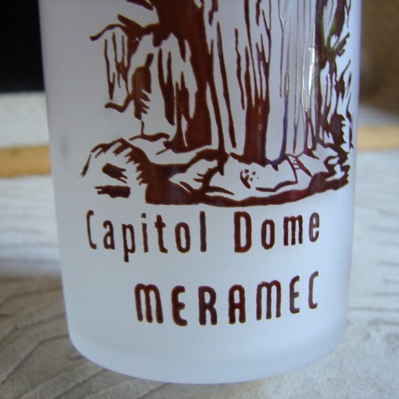 Vtg Hazel Atlas Frosted Glass Tumbler, 1950s MERAMEC CAVERNS Stanton Mo. - Picture 4 of 6